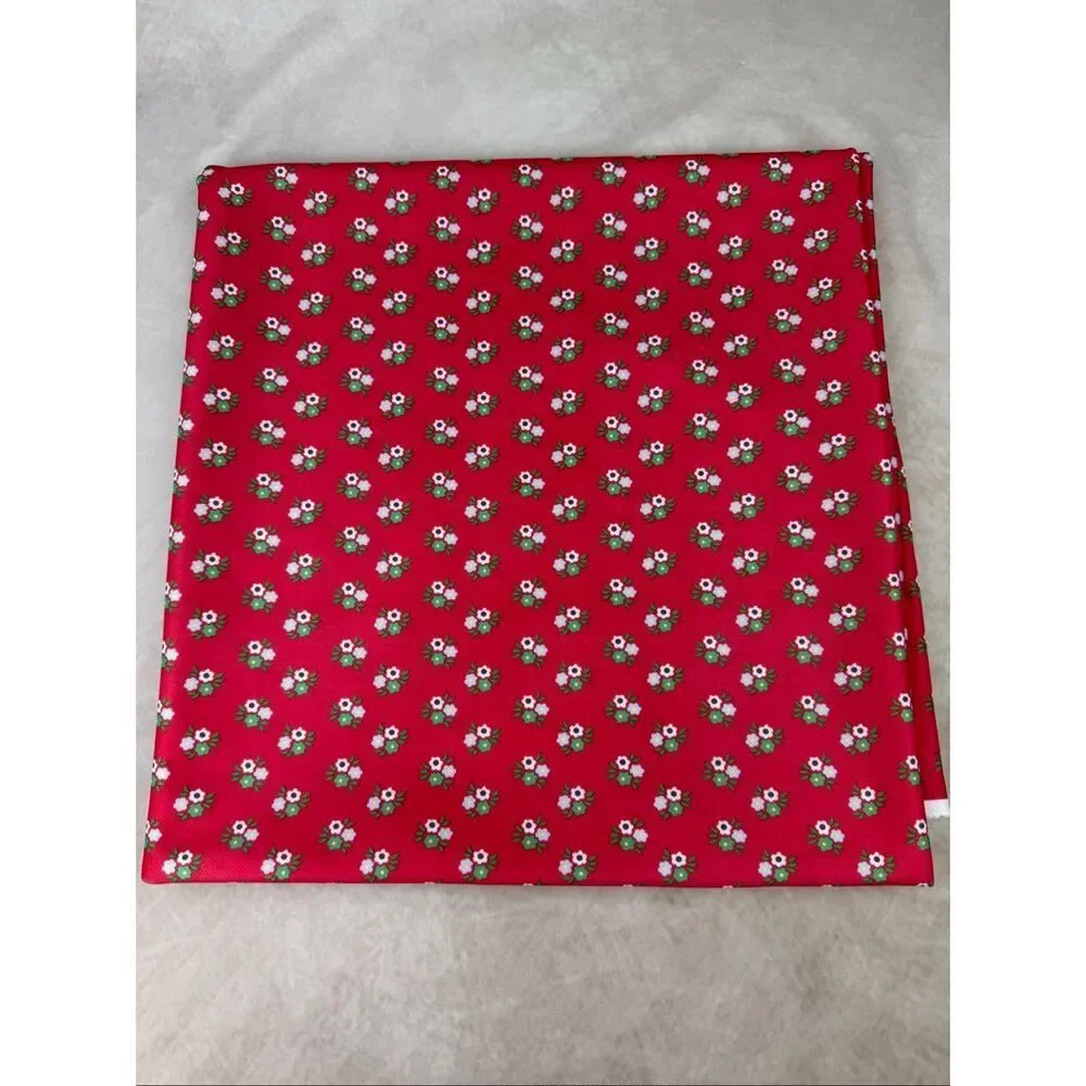 Vintage Fabric Red Flower Power Polyester Knit 54x60”